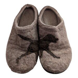 LL Bean Daybreak Scuffs Slippers Womens 8 Wool Dog Lab Mule Clog Fleece Lined